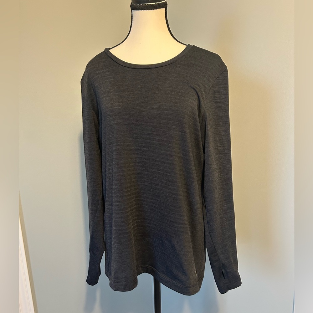 Tuff Athletics XL Long Sleeve Workout Top Thumb Holes Navy Activewear